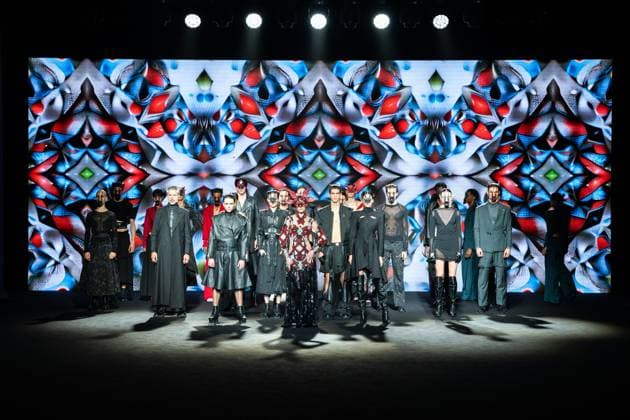 Barcelona-based designer JNorig presents his new collection in collaboration with 3D artist Krisztian Paczolay at Madrid Fashion Week 2025, the most important fashion event in Spain. At IFEMA, Madrid, February 22, 2025. (2025022260)