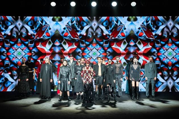 Barcelona-based designer JNorig presents his new collection in collaboration with 3D artist Krisztian Paczolay at Madrid Fashion Week 2025, the most important fashion event in Spain. At IFEMA, Madrid, February 22, 2025. (2025022261)