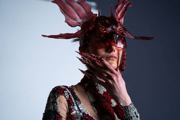 Barcelona-based designer JNorig presents his new collection in collaboration with 3D artist Krisztian Paczolay at Madrid Fashion Week 2025, the most important fashion event in Spain. At IFEMA, Madrid, February 22, 2025. (2025022278)