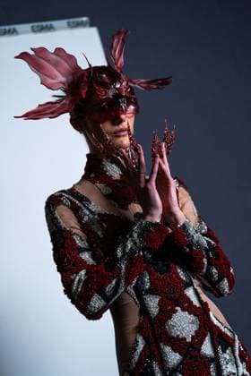 Barcelona-based designer JNorig presents his new collection in collaboration with 3D artist Krisztian Paczolay at Madrid Fashion Week 2025, the most important fashion event in Spain. At IFEMA, Madrid, February 22, 2025. (2025022279)