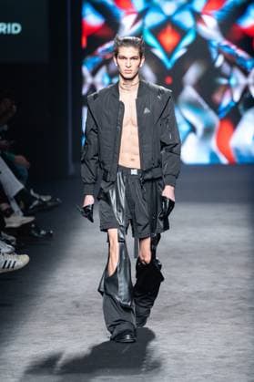 Barcelona-based designer JNorig presents his new collection in collaboration with 3D artist Krisztian Paczolay at Madrid Fashion Week 2025, the most important fashion event in Spain. At IFEMA, Madrid, February 22, 2025. (202502228)