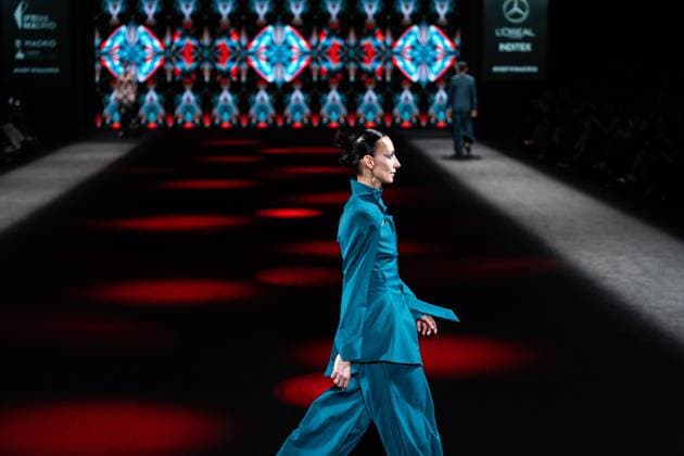 Barcelona-based designer JNorig presents his new collection in collaboration with 3D artist Krisztian Paczolay at Madrid Fashion Week 2025, the most important fashion event in Spain. At IFEMA, Madrid, February 22, 2025. (2025022241)