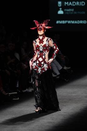 Barcelona-based designer JNorig presents his new collection in collaboration with 3D artist Krisztian Paczolay at Madrid Fashion Week 2025, the most important fashion event in Spain. At IFEMA, Madrid, February 22, 2025. (2025022244)