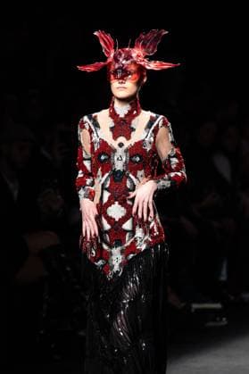 Barcelona-based designer JNorig presents his new collection in collaboration with 3D artist Krisztian Paczolay at Madrid Fashion Week 2025, the most important fashion event in Spain. At IFEMA, Madrid, February 22, 2025. (2025022245)