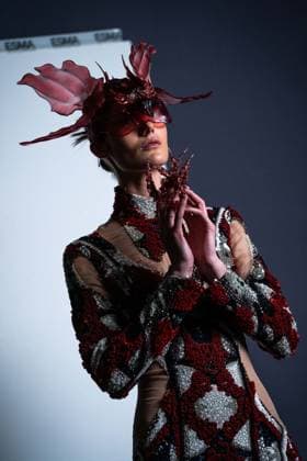 Barcelona-based designer JNorig presents his new collection in collaboration with 3D artist Krisztian Paczolay at Madrid Fashion Week 2025, the most important fashion event in Spain. At IFEMA, Madrid, February 22, 2025. (2025022280)