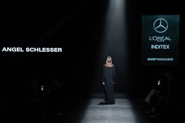Spanish prominent designer Angel Schlesser presents his new collection at Madrid Fashion Week 2025, the most important fashion event in Spain. At IFEMA, Madrid, February 22, 2025. (20250222125)
