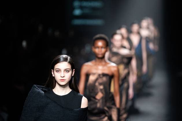 Spanish prominent designer Angel Schlesser presents his new collection at Madrid Fashion Week 2025, the most important fashion event in Spain. At IFEMA, Madrid, February 22, 2025. (20250222127)