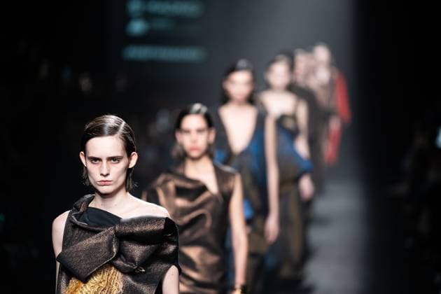 Spanish prominent designer Angel Schlesser presents his new collection at Madrid Fashion Week 2025, the most important fashion event in Spain. At IFEMA, Madrid, February 22, 2025. (20250222128)