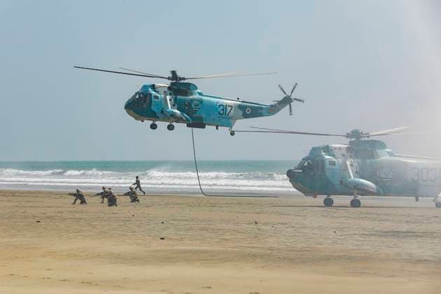 February 23, 2025, Konarak, Sistan And Baluchestan, Iran: The amphibious operation, along with beaching and coastal defense activities, conduct by Navy rangers with the assistance of a Navy frigate and the armored units of the Islamic Republic of Iran Army s Ground Forces in the third maritime zone of Konarak in the Persian Gulf. An amphibious operation refers to a coordinated attack from the sea, performed by naval and land forces deploying from ships, aimed at striking the enemy s shoreline and culminating in troops landing on those shores. Konarak Iran - ZUMAi98_ 20250223_zih_i98_076 Copyright: xIranianxArmyxOfficex