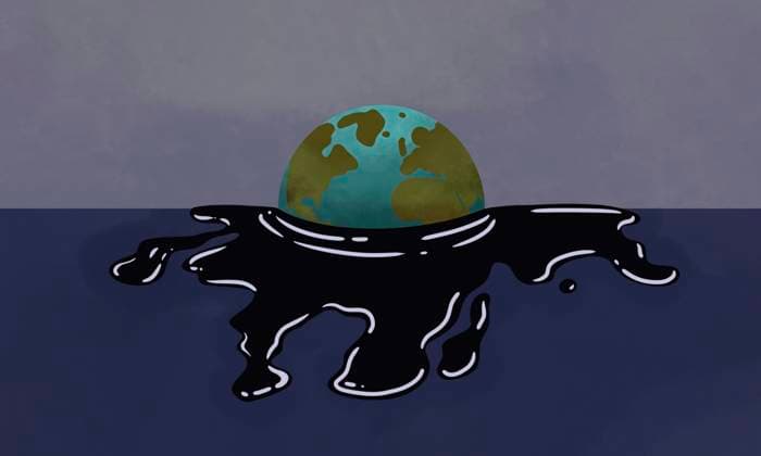 Planet earth half-submerged in a sea of oil. property released, MSMF00234