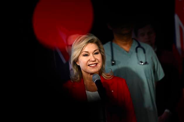 February 24, 2025, Ottawa, On, Canada: Ontario Liberal Leader Bonnie Crombie speaks at a campaign event in Ottawa, on Monday, Feb. 24, 2025. Ottawa Canada  - ZUMAc35_ 20250224_zaf_c35_047 Copyright: xJustinxTangx