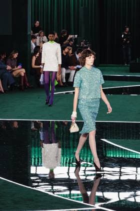 Milan, Milan, Milan Women s Fashion Week: Fall Winter 2025 - Gucci Fashion Show - Catwalk Milan, Milan Women s Fashion Week: Fall Winter 2025 - Women s Fashion, Fall Winter 2025 - Gucci Fashion Show - Catwalk. In the photo: Model- Women s Fashion, Fall Winter 2025 - Gucci Fashion Show - Catwalk. In the photo: Model Milan Italy  Copyright: xIPA ABACAx