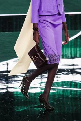 MFW - Gucci Runway Model walks for Gucci show during Milan Fashion Week in Milan, Italy on February 25, 2025. Photo by Alessandro Bremec IPA ABACAPRESS.COM Milan Italy  Copyright: xIPA ABACAx