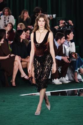 MFW - Gucci Runway Model walks for Gucci show during Milan Fashion Week in Milan, Italy on February 25, 2025. Photo by Alessandro Bremec IPA ABACAPRESS.COM Milan Italy  Copyright: xIPA ABACAx