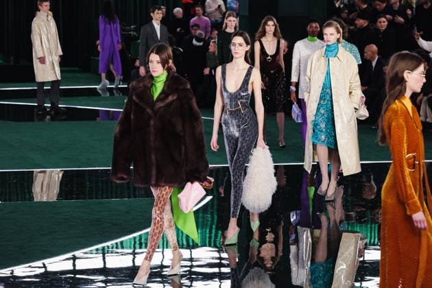 Milan, Milan, Milan Women s Fashion Week: Fall Winter 2025 - Gucci Fashion Show - Catwalk Milan, Milan Women s Fashion Week: Fall Winter 2025 - Women s Fashion, Fall Winter 2025 - Gucci Fashion Show - Catwalk. In the photo: Model- Women s Fashion, Fall Winter 2025 - Gucci Fashion Show - Catwalk. In the photo: Model Milan Italy  Copyright: xIPA ABACAx