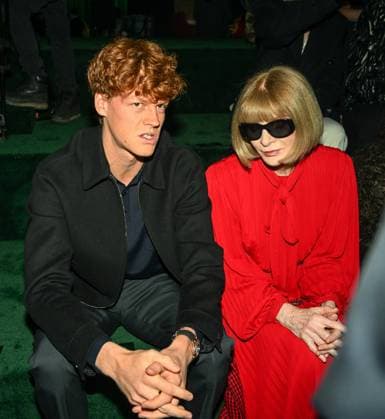 Milan, Milan Women s Fashion Week: Fall Winter 2025 - Gucci Fashion Show - Guests Milan, Milan Women s Fashion Week: Fall Winter 2025 - Women s Fashion, Fall Winter 2025.- Gucci fashion show - guests in the photo: Jannik Sinner, Anna Wintour MILAN Italy  Copyright: xIPA ABACAx