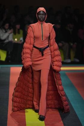 Milan, Italy: Milan, Milan Women s Fashion Week: Fall Winter 2025 26 - Women s Fashion, Fall Winter 2025 26 - K-Way fashion show - catwalk in the photo: Model Milan Italy  - ZUMAp169 20250225_zea_p169_809 Copyright: xRiccardoxGIordanox