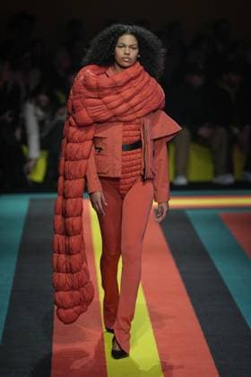 Milan, Italy: Milan, Milan Women s Fashion Week: Fall Winter 2025 26 - Women s Fashion, Fall Winter 2025 26 - K-Way fashion show - catwalk in the photo: Model Milan Italy  - ZUMAp169 20250225_zea_p169_816 Copyright: xRiccardoxGIordanox