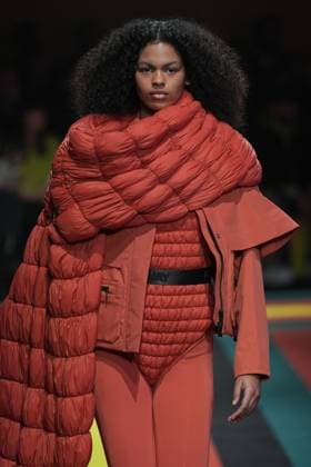 Milan, Italy: Milan, Milan Women s Fashion Week: Fall Winter 2025 26 - Women s Fashion, Fall Winter 2025 26 - K-Way fashion show - catwalk in the photo: Model Milan Italy  - ZUMAp169 20250225_zea_p169_817 Copyright: xRiccardoxGIordanox