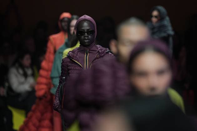 Milan, Italy: Milan, Milan Women s Fashion Week: Fall Winter 2025 26 - Women s Fashion, Fall Winter 2025 26 - K-Way fashion show - catwalk in the photo: Model Milan Italy  - ZUMAp169 20250225_zea_p169_839 Copyright: xRiccardoxGIordanox
