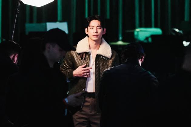 Milan, Milan Women s Fashion Week: Fall Winter 2025 - Gucci Fashion Show - Front Row Guests Milan, Milan Women s Fashion Week: Fall Winter 2025 - Women s Fashion, Fall Winter 2025 - Gucci Fashion Show - Guests. In the photo: Austin Lin (Taiwanese Musician) Milan Italy  Copyright: xIPA ABACAx