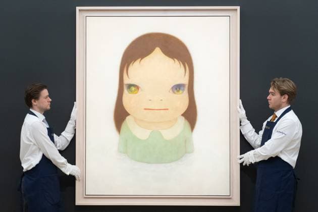 Bilder des Jahres 2025, Entertainment 02 Februar Sotheby s Modern & Contemporary Evening Auction - 26 Feb 2025 - London, UK Art handlers hold up Cosmic Eyes (in the Milky Lake) by Yoshitomo Nara (est. Â£6 million - Â£8 million) goes on publiv view at Sotheby s before it is offered at the Modern & Contemporary Evening Auction on 4th March 2025 - Sotheby s, London, England, UK on Wednesday 26 February, 2025., Credit:Justin Ng Avalon UK, England, London, Sotheby s  Copyright: xJustinxNgx xAvalonx 0969197290