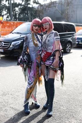 February 26, 2025, Milan, Lombardia, Italy: Milan Womens Fashion Week is taking place from February 25 to March 2, 2025. Fashionistas pose for photographers before the Diesel FW 2025-2026 fashion show. Milan Italy - ZUMAt227 20250226_zip_t227_013 Copyright: xMarinaxTakimotox