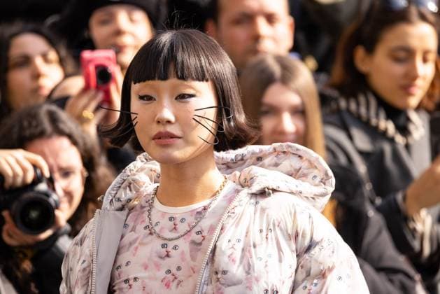 News - Diesel - Arrives - Milan Fashion Week - Womenswear Fall Winter 2025 2026 Lin Lin (with cat whiskers) is seen at the Diesel fashion show during the Milan Fashion Week - Womenswear Fall Winter 2025 2026 on February 26, 2025 in Milan, Italy. Photo: Cinzia Camela. MILAN Allianz Cloud Italy Copyright: xCinziaxCamelax xLiveMediax LPN_1752848