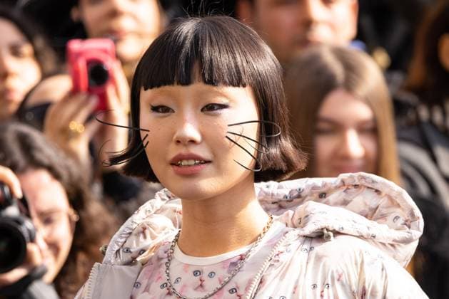 News - Diesel - Arrives - Milan Fashion Week - Womenswear Fall Winter 2025 2026 Lin Lin (with cat whiskers) is seen at the Diesel fashion show during the Milan Fashion Week - Womenswear Fall Winter 2025 2026 on February 26, 2025 in Milan, Italy. Photo: Cinzia Camela. MILAN Allianz Cloud Italy Copyright: xCinziaxCamelax xLiveMediax LPN_1752865