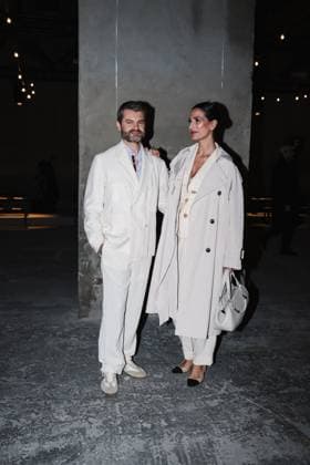 Milan, Milan Women s Fashion Week: Fall Winter 2025 - Women s Fashion, Fall Winter 2025 - Antonio Marras Fashion Show - Front Row Guests. In the photo: Enrico Bartolini (Chef and entrepreneur) Roberta Morise (Showgirl)  Copyright: xAlessandroxBremecx xipa-agency.netx xx IPA_Agency_IPA54627056
