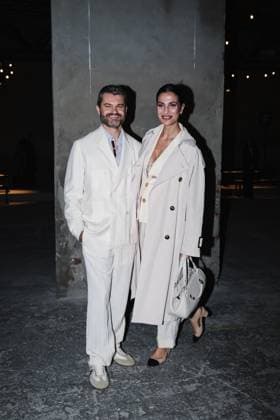 Milan, Milan Women s Fashion Week: Fall Winter 2025 - Women s Fashion, Fall Winter 2025 - Antonio Marras Fashion Show - Front Row Guests. In the photo: Enrico Bartolini (Chef and entrepreneur) Roberta Morise (Showgirl)  Copyright: xAlessandroxBremecx xipa-agency.netx xx IPA_Agency_IPA54627061