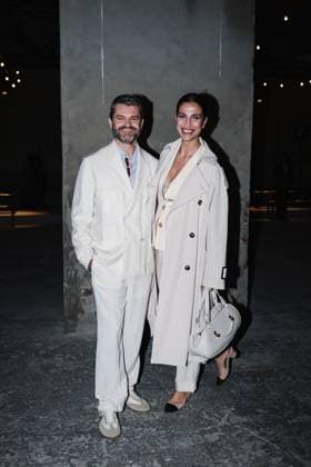 Milan, Milan Women s Fashion Week: Fall Winter 2025 - Women s Fashion, Fall Winter 2025 - Antonio Marras Fashion Show - Front Row Guests. In the photo: Enrico Bartolini (Chef and entrepreneur) Roberta Morise (Showgirl)  Copyright: xAlessandroxBremecx xipa-agency.netx xx IPA_Agency_IPA54627064