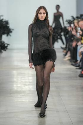 Milan, Italy: Milan, Milan Women s Fashion Week: Fall Winter 2025 26 - Women s Fashion, Fall Winter 2025 26 - Blumarine fashion show - catwalk in the photo: Model Milan Italy  - ZUMAp169 20250227_zea_p169_380 Copyright: xRiccardoxGIordanox