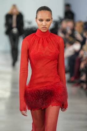 Milan, Italy: Milan, Milan Women s Fashion Week: Fall Winter 2025 26 - Women s Fashion, Fall Winter 2025 26 - Blumarine fashion show - catwalk in the photo: Model Milan Italy  - ZUMAp169 20250227_zea_p169_441 Copyright: xRiccardoxGIordanox