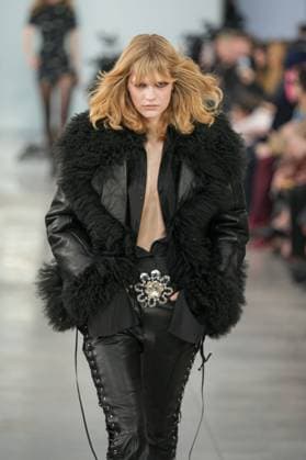 Milan, Italy: Milan, Milan Women s Fashion Week: Fall Winter 2025 26 - Women s Fashion, Fall Winter 2025 26 - Blumarine fashion show - catwalk in the photo: Model Milan Italy  - ZUMAp169 20250227_zea_p169_442 Copyright: xRiccardoxGIordanox