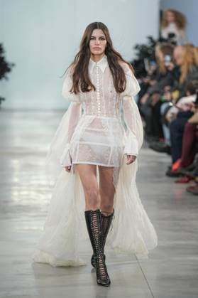 Milan, Italy: Milan, Milan Women s Fashion Week: Fall Winter 2025 26 - Women s Fashion, Fall Winter 2025 26 - Blumarine fashion show - catwalk in the photo: Model Milan Italy  - ZUMAp169 20250227_zea_p169_467 Copyright: xRiccardoxGIordanox