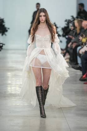 Milan, Italy: Milan, Milan Women s Fashion Week: Fall Winter 2025 26 - Women s Fashion, Fall Winter 2025 26 - Blumarine fashion show - catwalk in the photo: Model Milan Italy  - ZUMAp169 20250227_zea_p169_471 Copyright: xRiccardoxGIordanox
