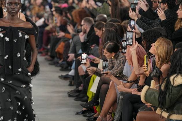 Milan, Italy: Milan, Milan Women s Fashion Week: Fall Winter 2025 26 - Women s Fashion, Fall Winter 2025 26 - Blumarine fashion show - catwalk in the photo: Model Milan Italy  - ZUMAp169 20250227_zea_p169_489 Copyright: xRiccardoxGIordanox