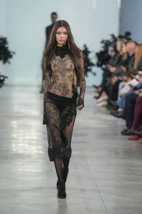 Milan, Italy: Milan, Milan Women s Fashion Week: Fall Winter 2025 26 - Women s Fashion, Fall Winter 2025 26 - Blumarine fashion show - catwalk in the photo: Model Milan Italy  - ZUMAp169 20250227_zea_p169_450 Copyright: xRiccardoxGIordanox