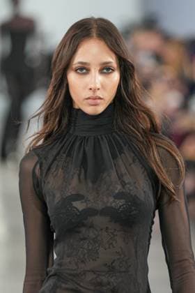 Milan, Italy: Milan, Milan Women s Fashion Week: Fall Winter 2025 26 - Women s Fashion, Fall Winter 2025 26 - Blumarine fashion show - catwalk in the photo: Model Milan Italy  - ZUMAp169 20250227_zea_p169_382 Copyright: xRiccardoxGIordanox