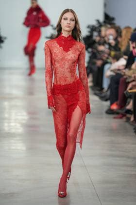 Milan, Italy: Milan, Milan Women s Fashion Week: Fall Winter 2025 26 - Women s Fashion, Fall Winter 2025 26 - Blumarine fashion show - catwalk in the photo: Model Milan Italy  - ZUMAp169 20250227_zea_p169_399 Copyright: xRiccardoxGIordanox