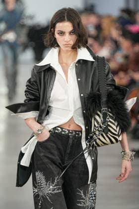 Milan, Italy: Milan, Milan Women s Fashion Week: Fall Winter 2025 26 - Women s Fashion, Fall Winter 2025 26 - Blumarine fashion show - catwalk in the photo: Model Milan Italy  - ZUMAp169 20250227_zea_p169_408 Copyright: xRiccardoxGIordanox