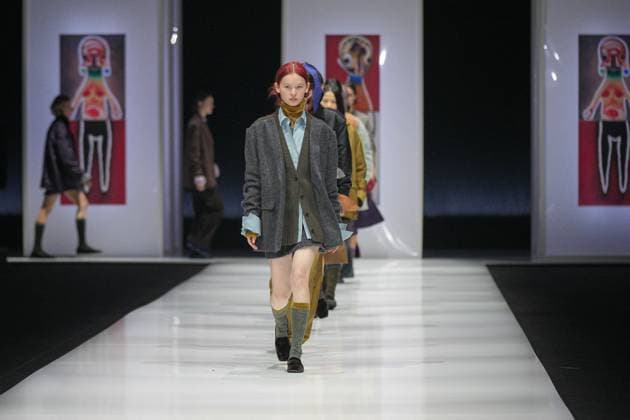 Milan, Milan Women s Fashion Week: Fall Winter 2025 26 - Preview Show - catwalk Milan, Milan Women s Fashion Week: Fall Winter 2025 26 - Women s Fashion, Fall Winter 2025 26 - Anteprima fashion show - catwalk in the photo: Model MILAN Italy  Copyright: xIPA ABACAx