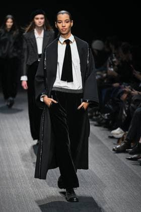 Milan, Milan Women s Fashion Week: Fall Winter 2025 - Emporio Armani Fashion Show - model Milan, Milan Women s Fashion Week: Fall Winter 2025 - Women s Fashion, Fall Winter 2025.- Emporio Armani fashion show - guests in the photo: model MILAN Italy  Copyright: xIPA ABACAx