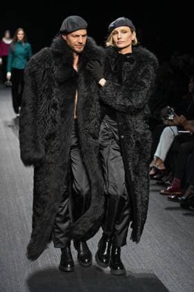 Milan, Milan Women s Fashion Week: Fall Winter 2025 - Emporio Armani Fashion Show - model Milan, Milan Women s Fashion Week: Fall Winter 2025 - Women s Fashion, Fall Winter 2025.- Emporio Armani fashion show - guests in the photo: model MILAN Italy  Copyright: xIPA ABACAx