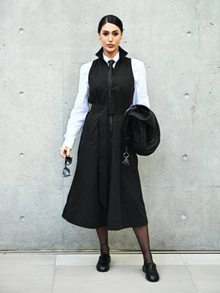 Milan, Milan Women s Fashion Week: Fall Winter 2025 26 - Emporio Armani fashion show - catwalk - In the photo: Cecilia Rodriguez  Copyright: xSimonaxChiocciax xipa-agency.netx xSimonaxChiocciax IPA_Agency_IPA54654745