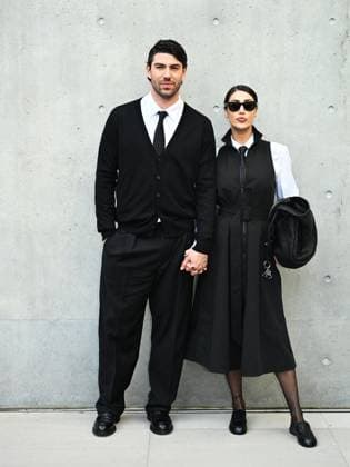 Milan, Milan Women s Fashion Week: Fall Winter 2025 26 - Emporio Armani Fashion Show - Catwalk Milan, Milan Women s Fashion Week: Fall Winter 2025 26 - Emporio Armani fashion show - catwalk - In the photo: Ignazio Moser, Cecilia Rodriguez -  Copyright: xIPA ABACAx