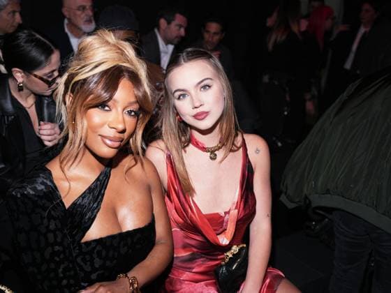 Milan, Milan Women s Fashion Week: Fall Winter 2025 26 - Roberto Cavalli Fashion Show - front row Milan, Milan Women s Fashion Week: Fall Winter 2025 26 - Roberto Cavalli fashion show - front row - In the photo: Victoria Monét, Emma Brooks Milan Italy  Copyright: xIPA ABACAx