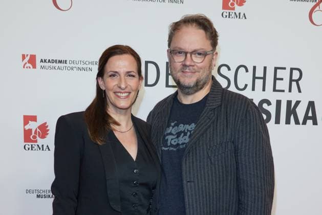 Ulrike Frank with husband Marc Schubring German Music Writers Prize 2025 at the Hotel Ritz Carlton in Berlin on 27 February 2025 German Music Writers Prize 2025