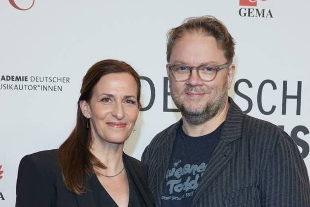 Ulrike Frank with husband Marc Schubring German Music Writers Prize 2025 at the Hotel Ritz Carlton in Berlin on 27 February 2025 German Music Writers Prize 2025